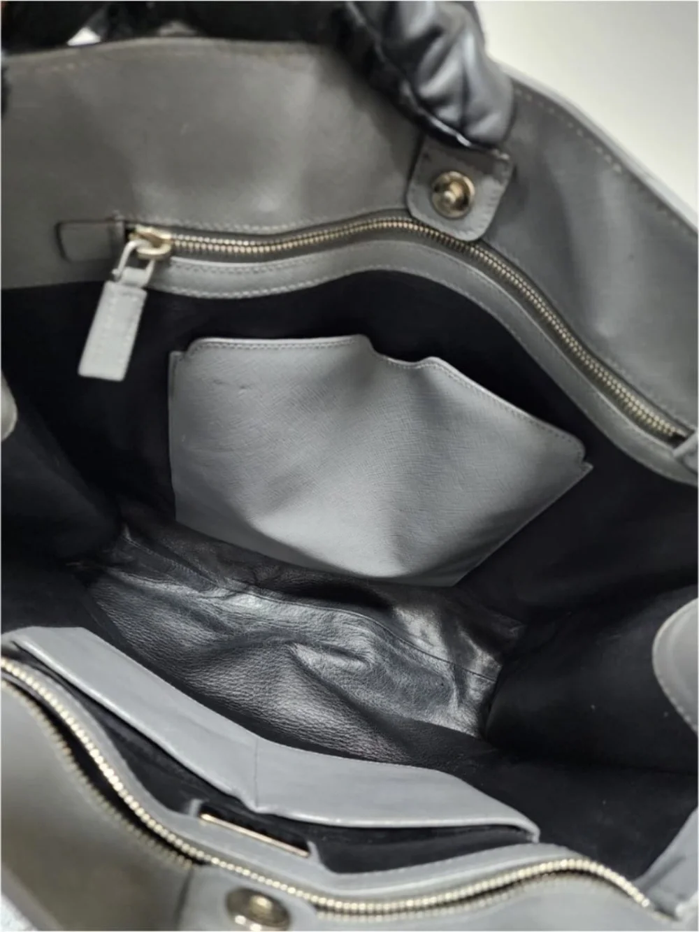 Authentic Prada Saffiano Lux Leather Galleria Tote Bag Grey - Picture 5 of 13